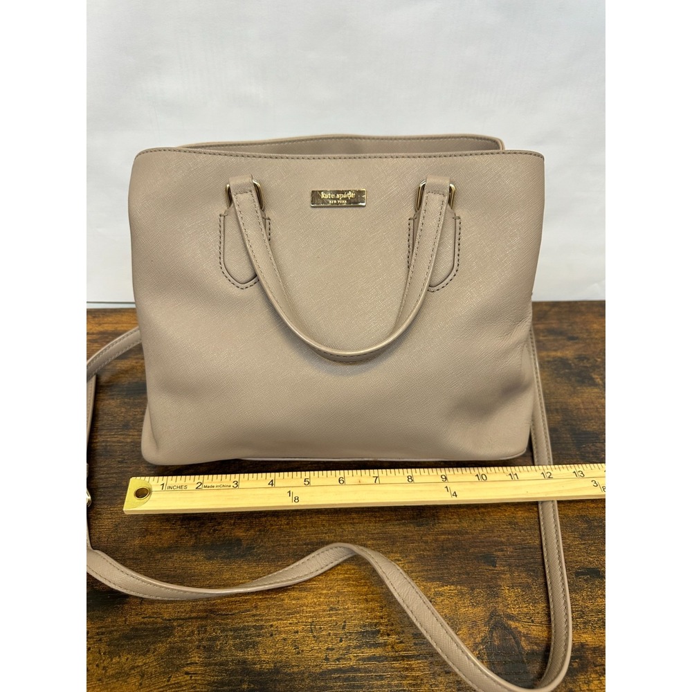 Kate Spade NY Laurel Way Evangelie Taupe Saffiano Leather Satchel Crossbody Bag - Picture 7 of 16